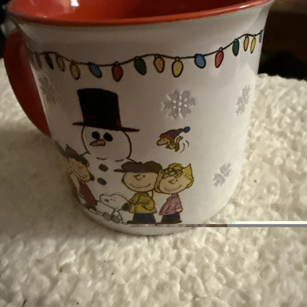 Large Coffee Peanuts Mug Christmas Lights,Snowman Charlie Brown Lucy Snoopy ETC